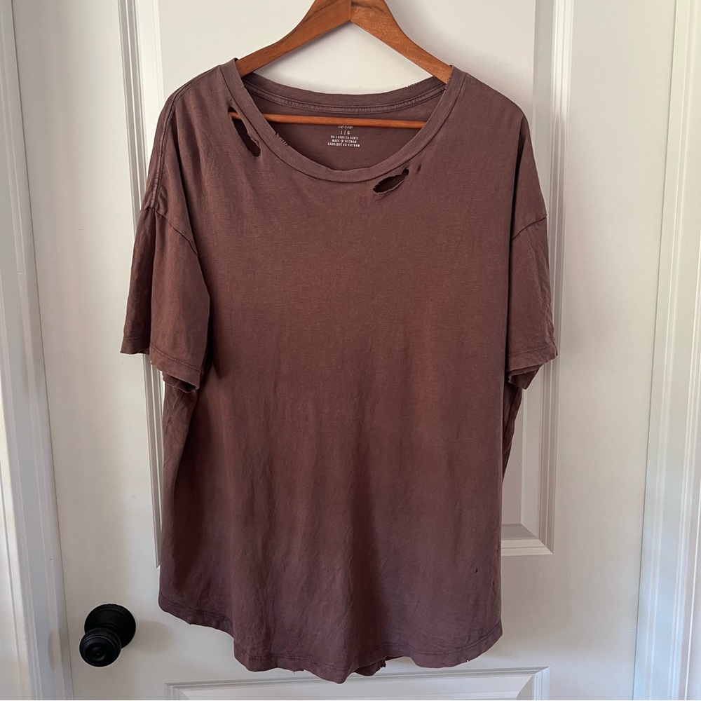 Aerie Distressed Brown/Purple Tee